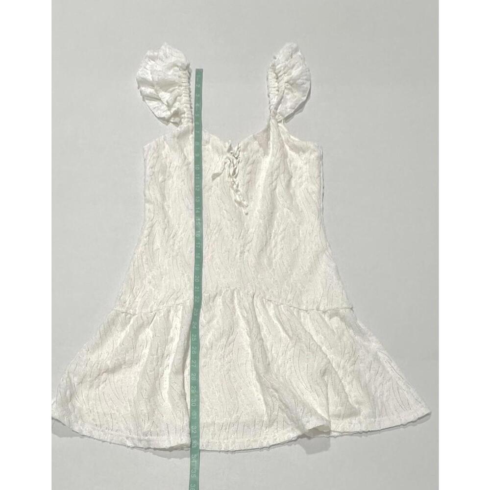 Lost + Wander Womens Short Dress Off White Ruffled Straps Lining Size M - Picture 9 of 13
